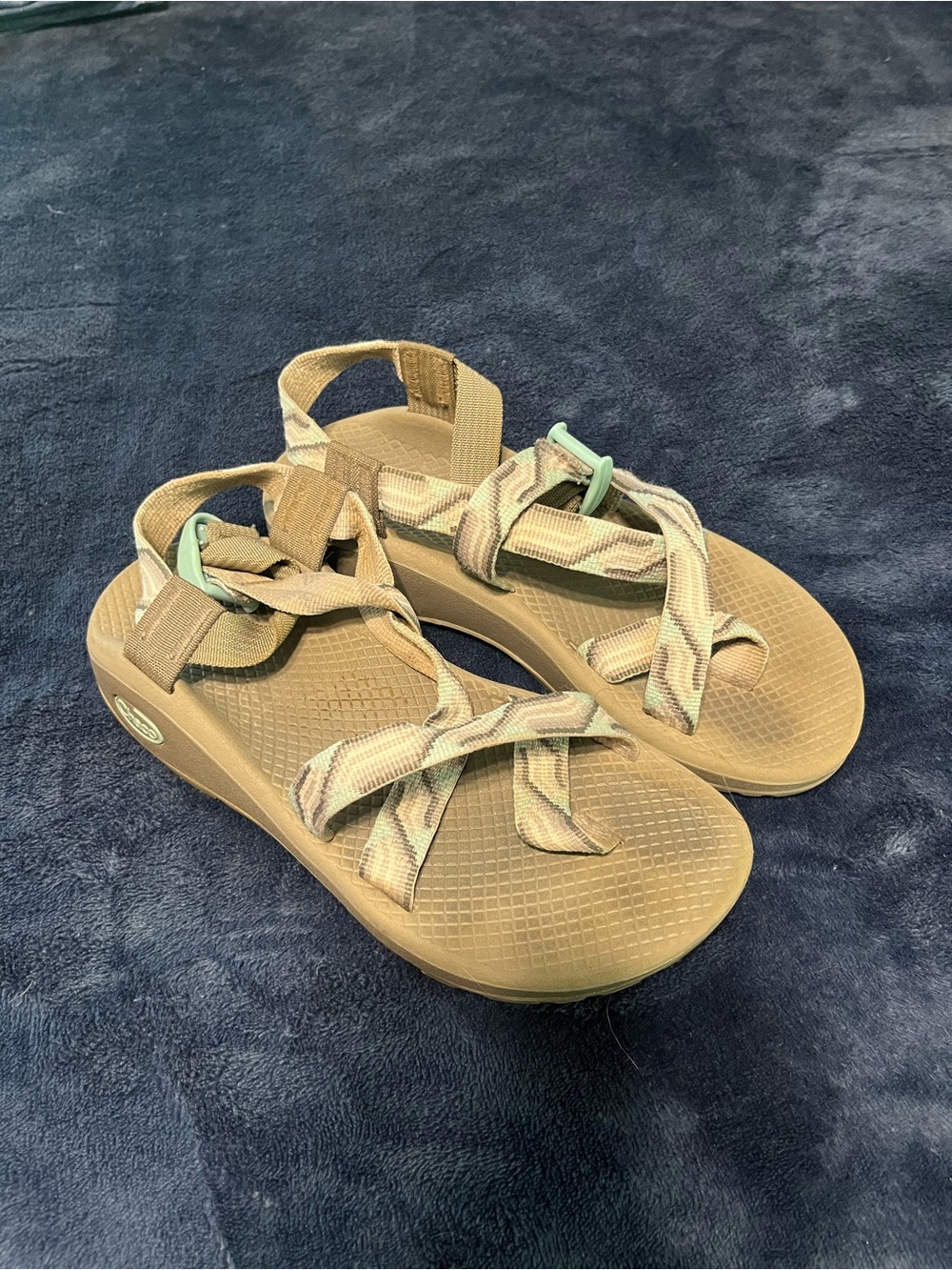 Chacos Strappy Grey with Teal Accents
